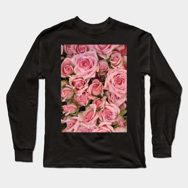 Pink Roses Long Sleeve T-Shirt by Ludwig Wagner